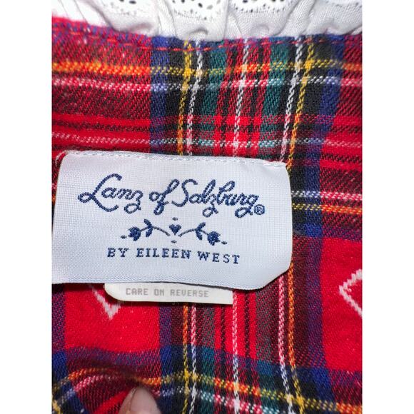 VINTAGE CLASSIC LANZ OF SALZBURG BY EILEEN WEST FLANNEL PLAID NIGHTGOWN M - Picture 4 of 7
